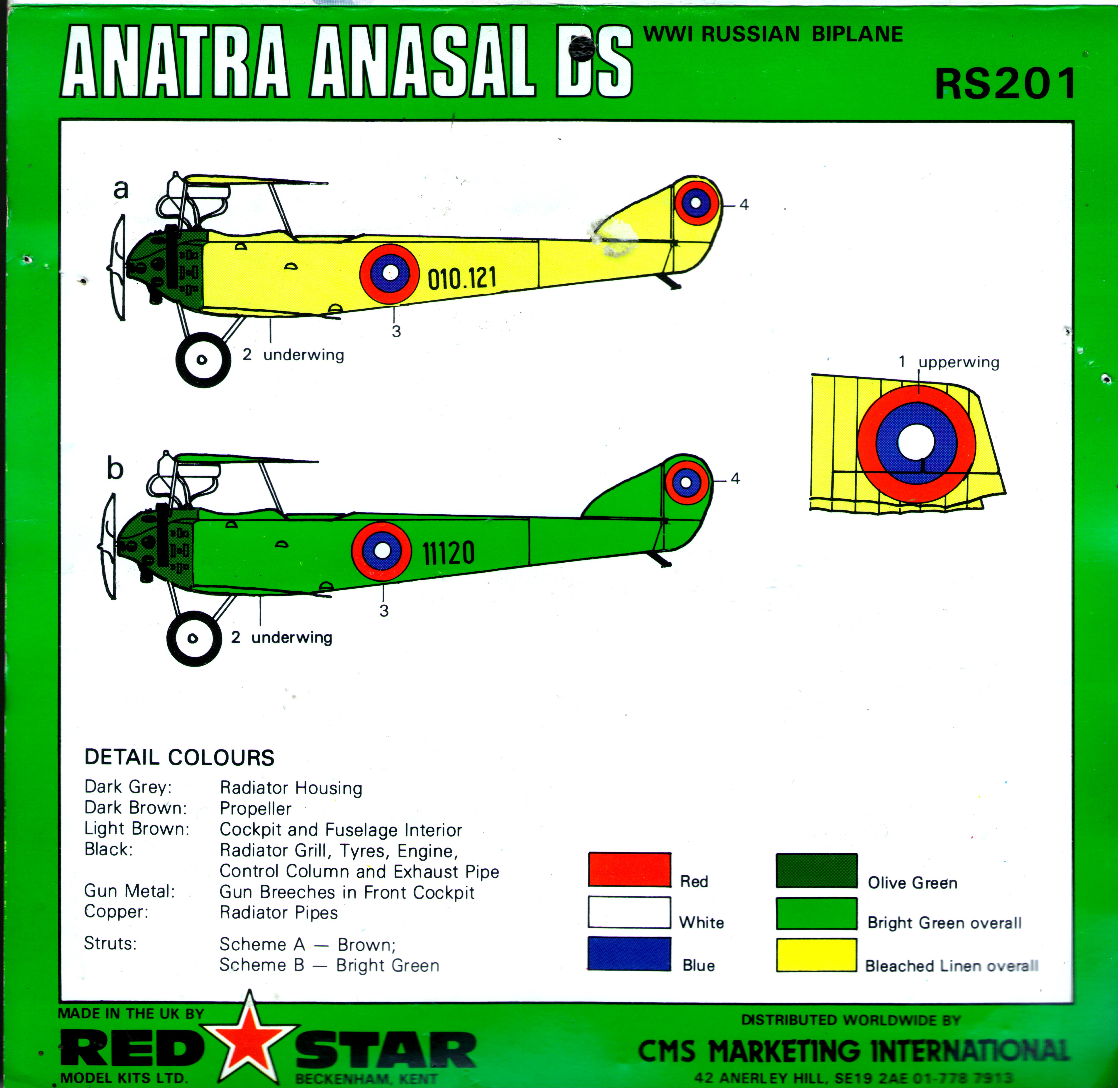 Red Star RS201 Anatra Anasal DS, Red Star Model Kits Ltd, 1984 Colour painting guide